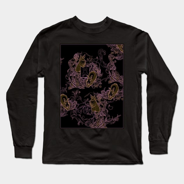 Dark Lucky Bunny Long Sleeve T-Shirt by Haley Manchon